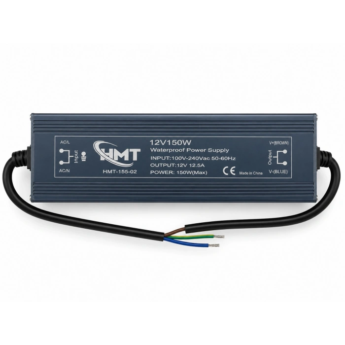 12 Volt 12.5 Amper 150 Watt Dış Mekan Metal Kasa Trafo IP67