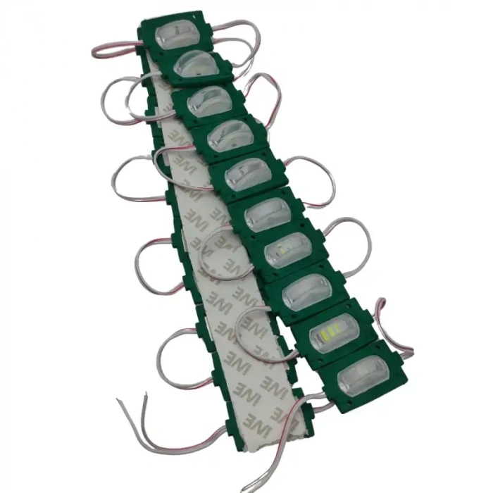 12 Volt 1.2 Watt Dar Açılı Tek Lensli Yeşil Led Modül IP65 10 Adet Modül