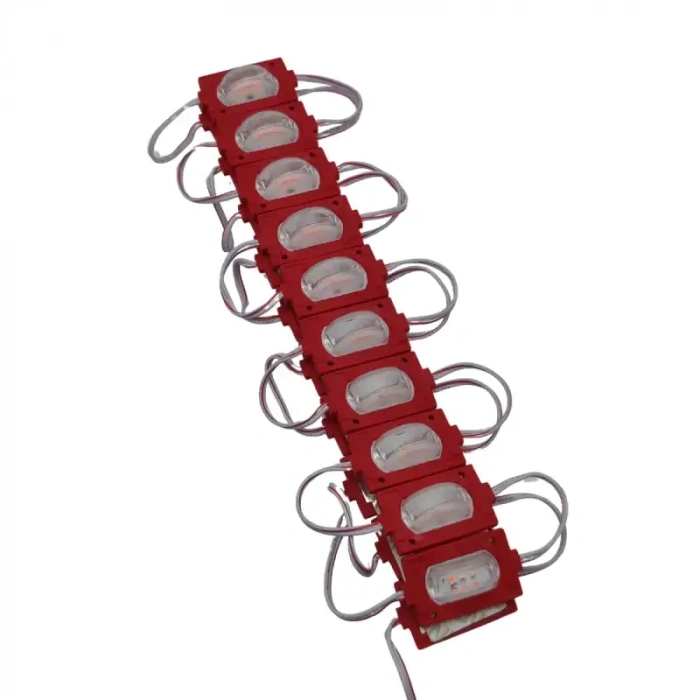 12 Volt 1.2 Watt Dar Açılı Tek Lensli Kırmızı Led Modül IP65 10 Adet Modül