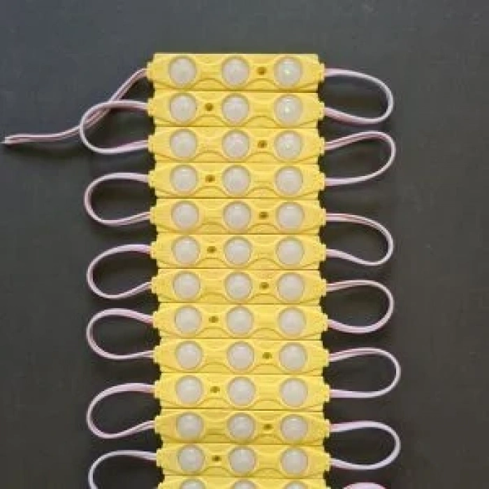 12 Volt 1.5 Watt 3 Lensli Sarı Amber 2835 SMD Led Modül IP65 10 Adet Modül