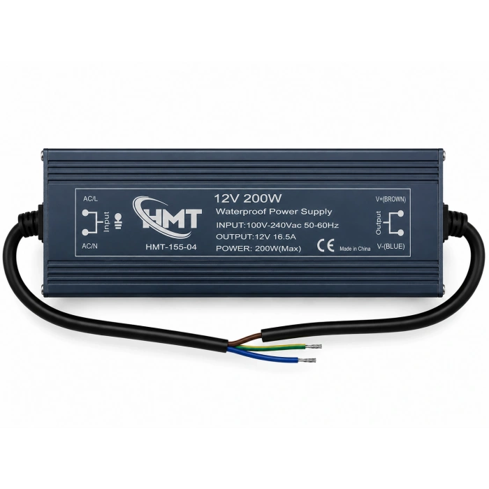 12 Volt 16.5 Amper 200 Watt Dış Mekan Metal Kasa Trafo IP67