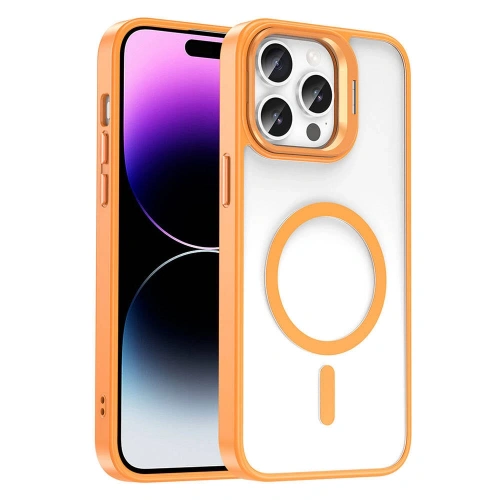 Apple iPhone 14 Pro Max Kılıf Magsafe Wireless Şarj Özellikli Standlı Redclick Magsafe Klon Lensli Kapak