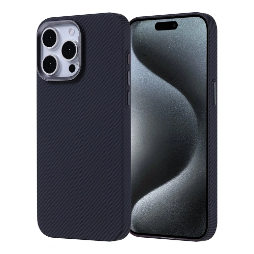 Apple iPhone 15 Pro Max Kılıf Magsafe Şarj Özellikli Karbon Fiber Görünümlü Redclick Nekst Kapak