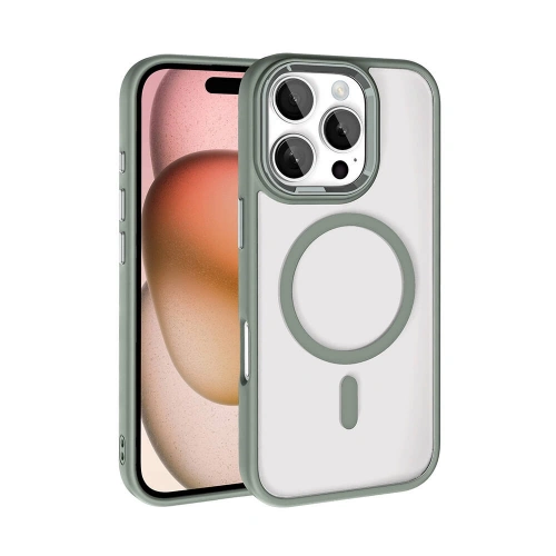 Apple iPhone 16 Pro Kılıf Wireless Şarj Özellikli Redclick Krom Magsafe Silikon Kapak