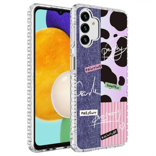 Galaxy A04s Kılıf Airbag Kenarlı Renkli Desenli Silikon Redclick Elegans Kapak