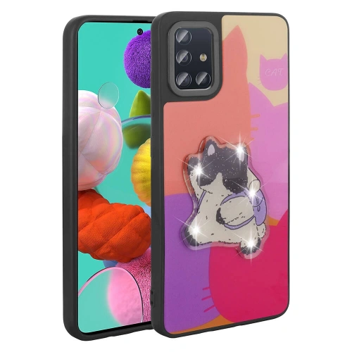 Galaxy A51 Kılıf Parlayan Kabartmalı İkonik Figürlü Redclick Amas Silikon Kapak