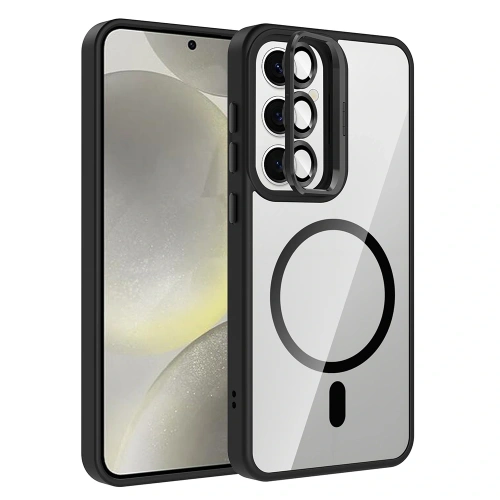 Galaxy S25 FE Kılıf Standlı ve Kamera Lens Hediyeli M-Safe Şarj Özellikli Redclick Etro Kapak