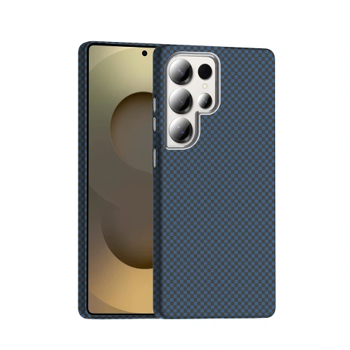 Galaxy S25 Ultra Kılıf M-safe Şarj Özellikli Karbon Fiber Görünümlü Redclick Gros Kapak