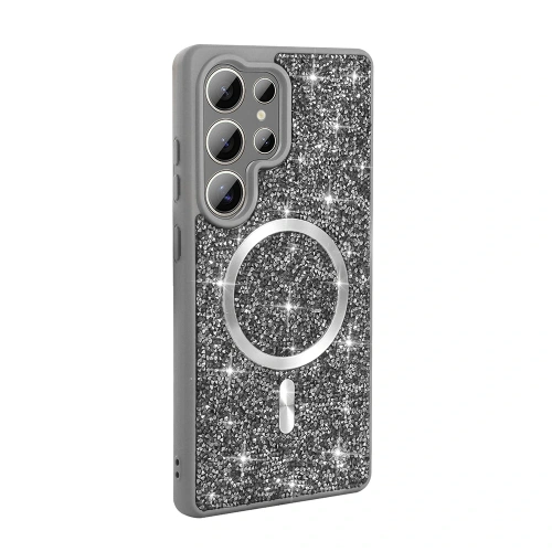 Galaxy S25 Ultra Kılıf Pırlanta Tasarımlı Magsafe Şarj Özellikli Redclick Mozaik Silikon Kapak