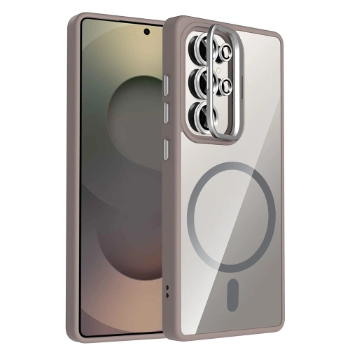 Galaxy S25 Ultra Kılıf Standlı ve Kamera Lens Hediyeli M-Safe Şarj Özellikli Redclick Etro Kapak