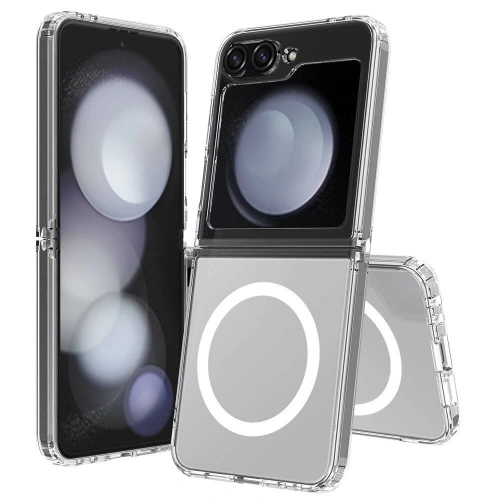 Galaxy Z Flip 6 Kılıf Magsafe Şarj Özellikli Şeffaf Sert PC Redclick Embos Kapak