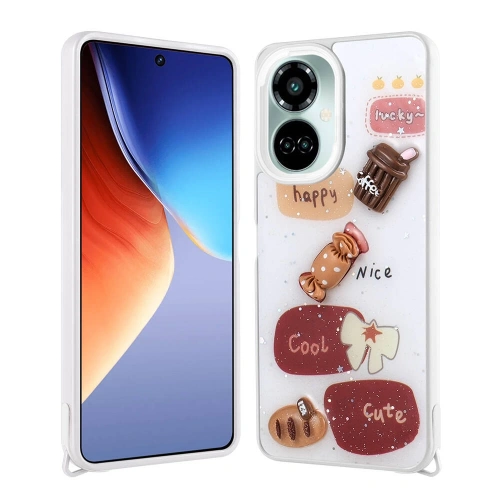 Tecno Camon 19 Kılıf Parlayan Sıvılı Simli Kabartma Figürlü Redclick Cevze Kapak