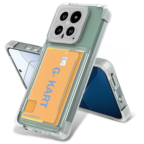 Xiaomi Mi 14 Kılıf Airbag Tasarımlı Şeffaf Kartlıklı Redclick G-Kart Kapak