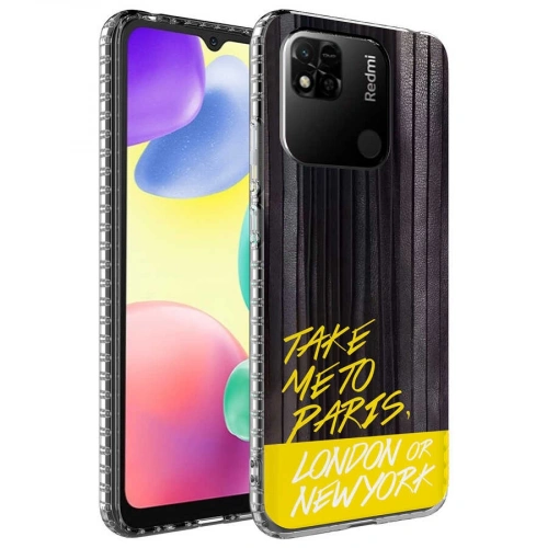 Xiaomi Redmi 10c Kılıf Airbag Kenarlı Renkli Desenli Silikon Redclick Elegans Kapak