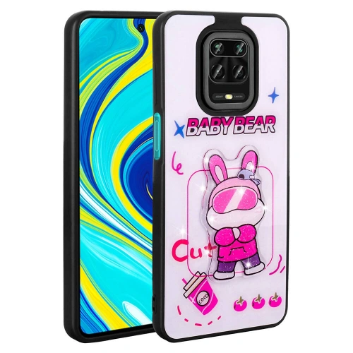 Xiaomi Redmi Note 9 Pro Kılıf Parlayan Kabartmalı İkonik Figürlü Redclick Amas Silikon Kapak