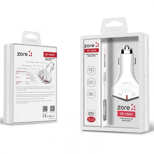 Redclick Zr-c60p Type-c 2 İn 1 Araç Şarj Seti