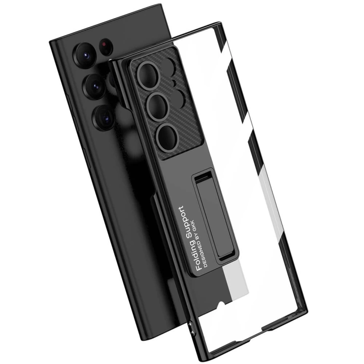 Galaxy S24 Ultra Kılıf Kamera Korumalı Şeffaf Tasarımlı Redclick Lego Standlı Kapak