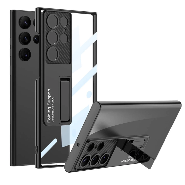 Galaxy S24 Ultra Kılıf Kamera Korumalı Şeffaf Tasarımlı Redclick Lego Standlı Kapak