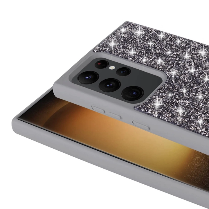 Galaxy S24 Ultra Kılıf Parlak Taşlı Tasarım Redclick Pırlanta Görünüm Kapak