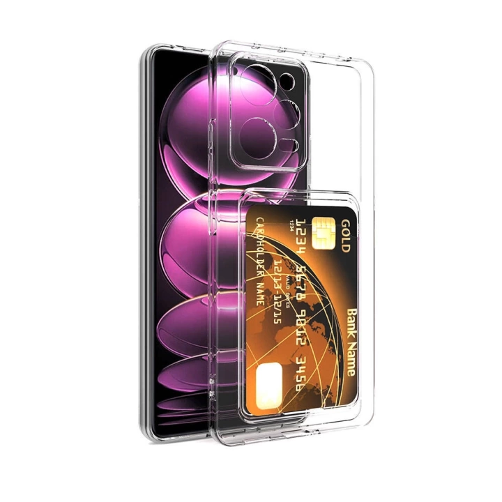 Xiaomi Redmi Note 12 Pro 5G Kılıf Kartlıklı Şeffaf Redclick Setra Clear Silikon Kapak