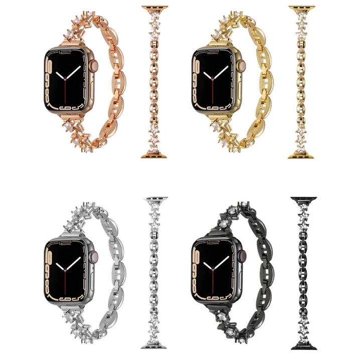 Apple Watch 7 41mm Redclick Taşlı Parlak Bilezik Kadın Metal Kordon 103