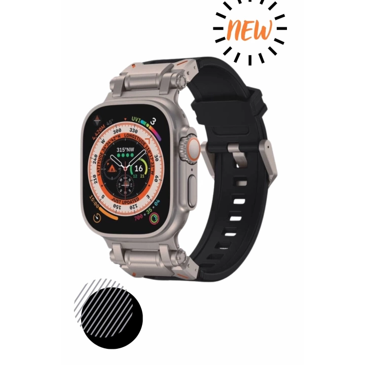 Apple Watch Ultra 49mm Redclick KRD-108 Metal Başlıklı Silikon Spor Kordon