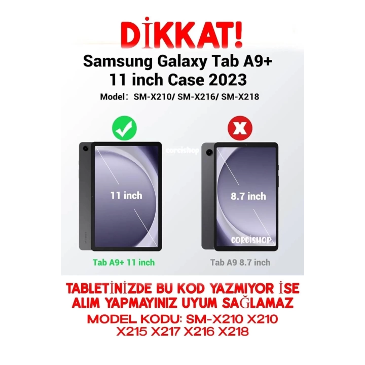 Galaxy Tab A9 Plus X210 11 inç Kılıf Redclick Premium Kalem Bölmeli Dönebilen Standlı Kılıf