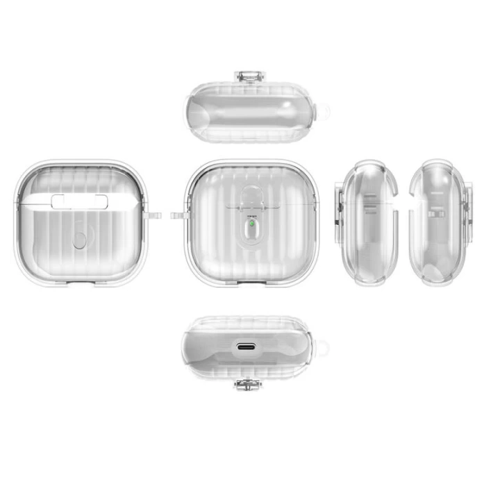 Airpods 4 Kılıf Kenarları Renkli Şeffaf Dilimli Silikon Redclick Airbag 40 Kılıf
