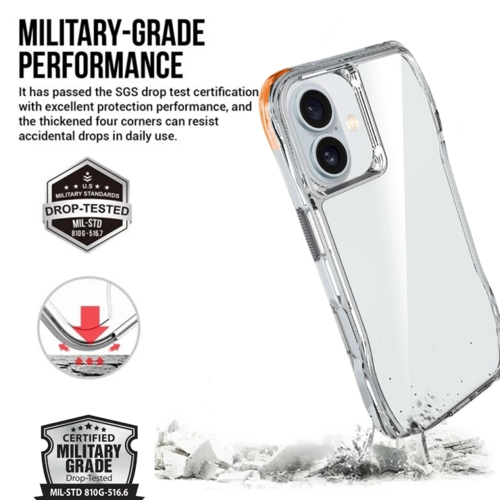 iPhone 16 Plus Kılıf SGS Military Test Sertifikalı Şeffaf Redclick İncek Kapak