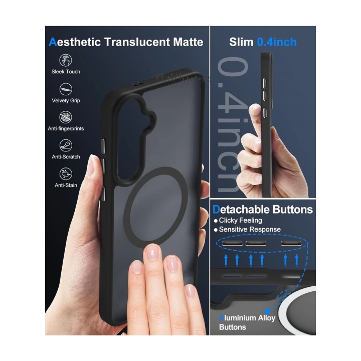 Galaxy S24 FE Kılıf Magsafe Şarj Özellikli Mat Arka Yüzey Redclick Sio Kapak