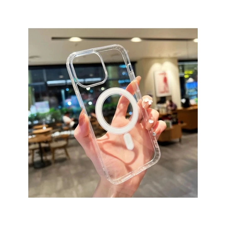 Apple İphone 14 Pro Max Kılıf Magsafe Şarj Özellikli Şeffaf Sert Pc Redclick Embos Kapak