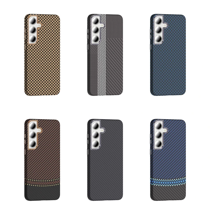 Galaxy S24 FE Kılıf M-safe Şarj Özellikli Karbon Fiber Görünümlü Redclick Gros Kapak