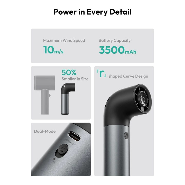Aecooly PH01 Aero Pro Serisi Dijital LED Göstergeli Portatif Soğutucu El Fanı