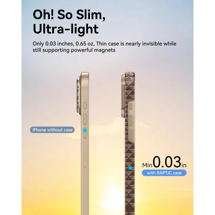 Apple iPhone 16 Pro Max Kılıf M-safe Şarj Özellikli Raptic Aramid Skin Origin Serisi Kapak