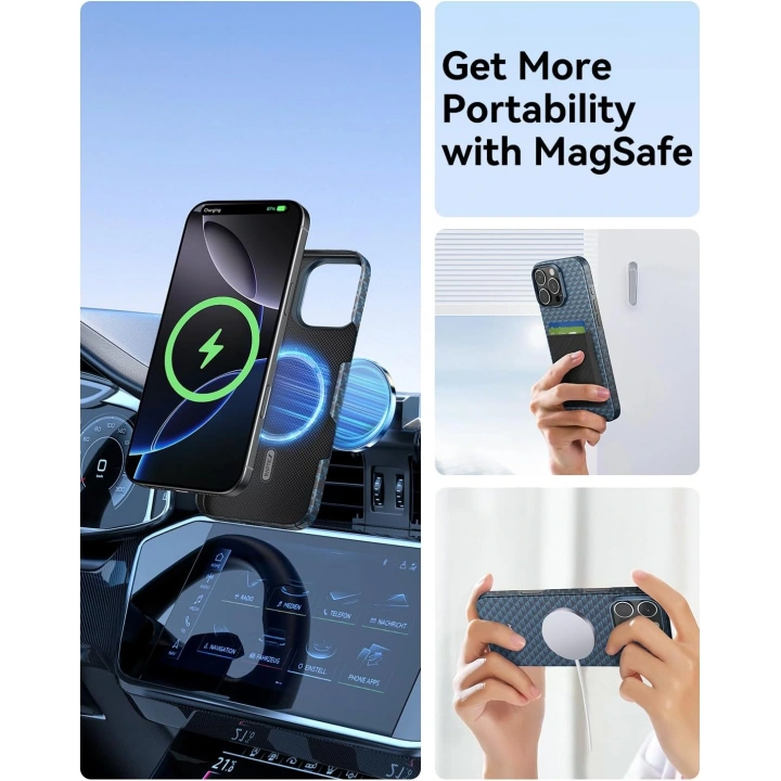 Apple iPhone 16 Pro Max Kılıf M-safe Şarj Özellikli Raptic Aramid Skin Origin Serisi Kapak