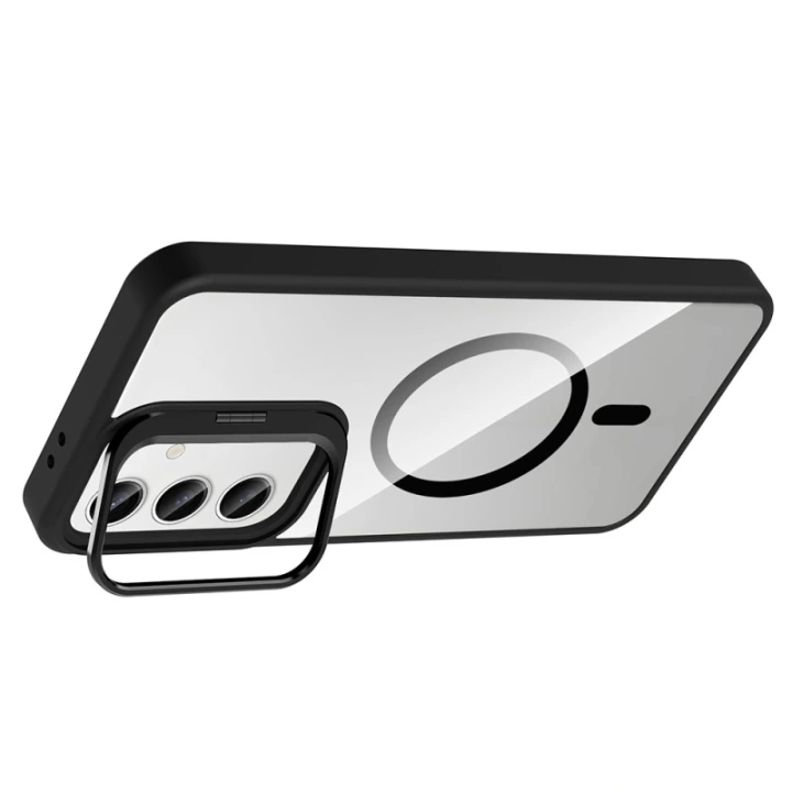 Galaxy S24 FE Kılıf Standlı ve Kamera Lens Hediyeli M-Safe Şarj Özellikli Redclick Etro Kapak