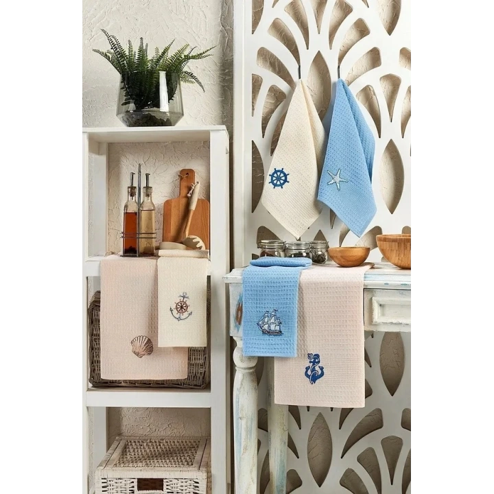 6 Parça %100 Pamuk 40 x 60cm Desenli Mutfak Havlusu Seti Mutfak Kurulama Bezi Seti