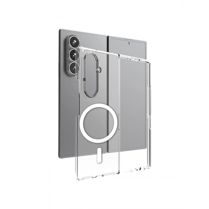 Galaxy Z Fold 7 Kılıf M-safe Şarj Özellikli Şeffaf Sert PC Redclick Embos Kapak