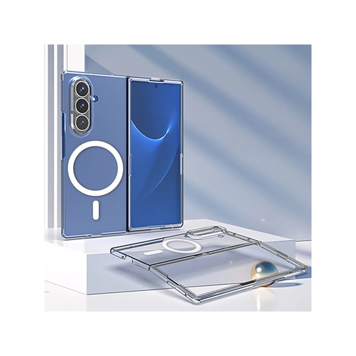 Galaxy Z Fold 7 Kılıf M-safe Şarj Özellikli Şeffaf Sert PC Redclick Embos Kapak