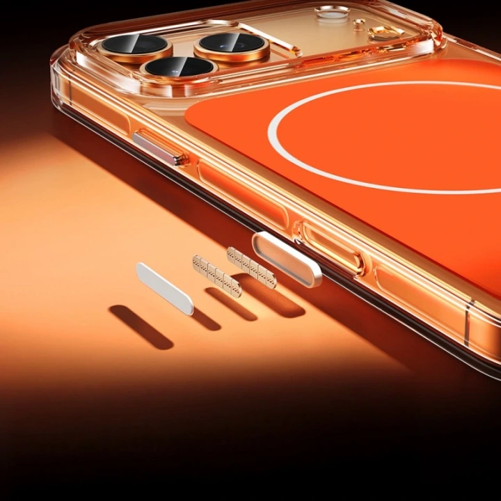 Apple iPhone 17 Pro Max Kılıf Redclick M-safe Şarj Özellikli Şeffaf Kamera Kontrol Butonlu Lugano Kapak