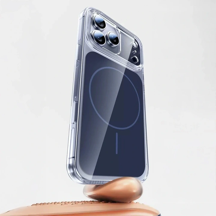 Apple iPhone 17 Pro Kılıf Redclick M-safe Şarj Özellikli Şeffaf Kamera Kontrol Butonlu Lugano Kapak