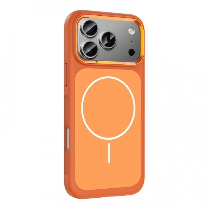 Apple iPhone 17 Pro Kılıf M-Safe Şarj Özellikli Metal Kamera Çerçeveli Redclick Sanremo Silikon Kapak