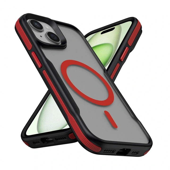 Apple iPhone 13 Kılıf Magsafe Şarj Özellikli Military Airbag Airbag Şeritli Redclick Lamer Kapak