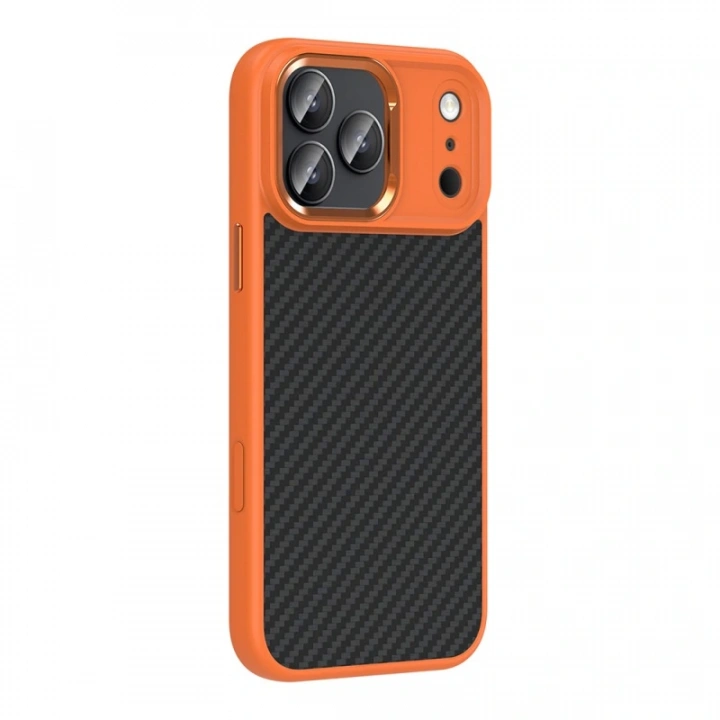 Apple iPhone 17 Pro Max Kılıf M-Safe Şarj Özellikli Karbon Fiber Görünümlü Redclick Truva Silikon Kapak