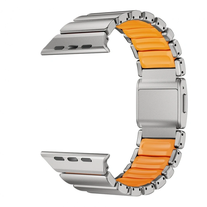 Apple Watch Ultra 49mm Uyumlu Redclick KRD-152 Titanyum Silikon Kordon