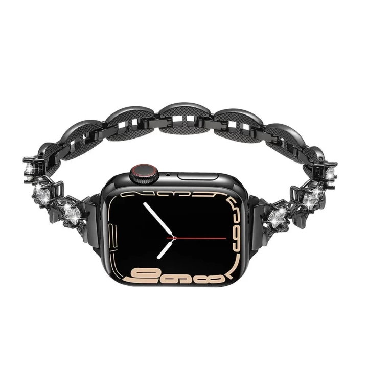 Apple Watch 7 41mm Redclick Taşlı Parlak Bilezik Kadın Metal Kordon 103