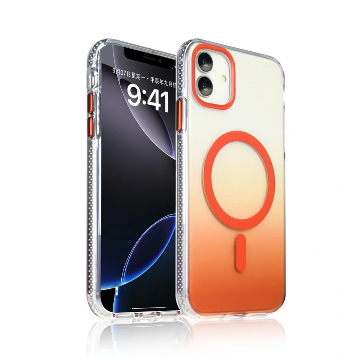 Apple iPhone 11 Kılıf M-safe Şarj Özellikli Transparan Renk Geçişli Redclick Toros Kapak