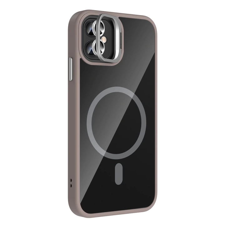 Apple iPhone 11 Kılıf Standlı ve Kamera Lens Hediyeli M-Safe Şarj Özellikli Redclick Etro Kapak