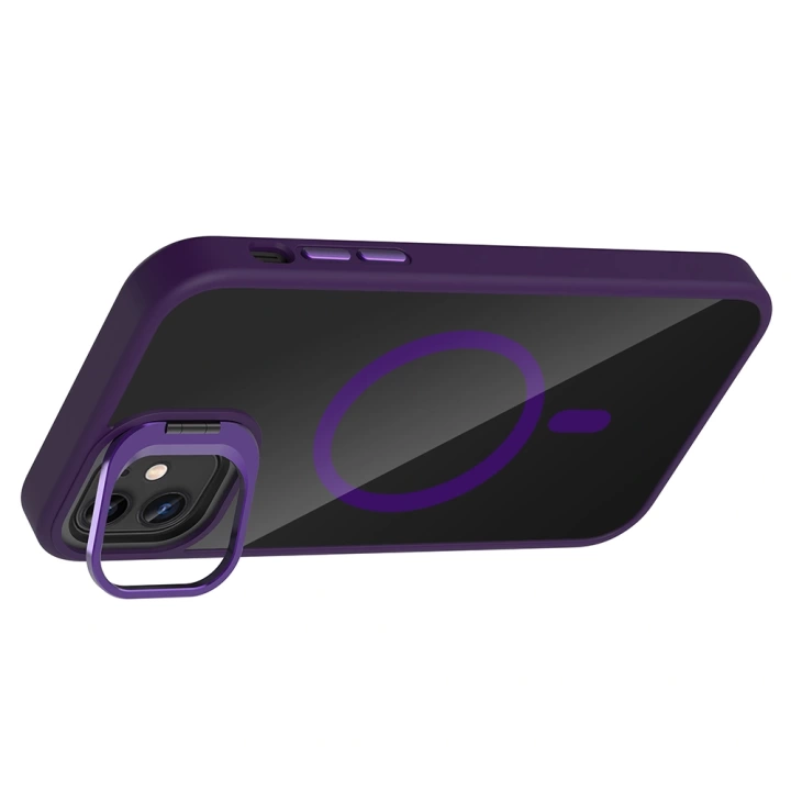 Apple iPhone 11 Kılıf Standlı ve Kamera Lens Hediyeli M-Safe Şarj Özellikli Redclick Etro Kapak