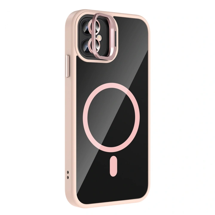 Apple iPhone 11 Kılıf Standlı ve Kamera Lens Hediyeli M-Safe Şarj Özellikli Redclick Etro Kapak